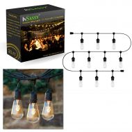 InSassy Outdoor Patio String Lights Weatherproof 20.5 Foot with 10 Hanging Sockets by UL Listed Commercial Grade Wiring  Perfect for Deck, Party, Wedding and Cabana Lighting  ST4
