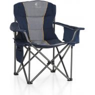 ALPHA CAMP Folding Camping Chair Oversized Heavy Duty Padded Outdoor Chair with Cup Holder Storage and Cooler Bag, 450 LBS Weight Capacity, Thicken 600D Oxford, Blue