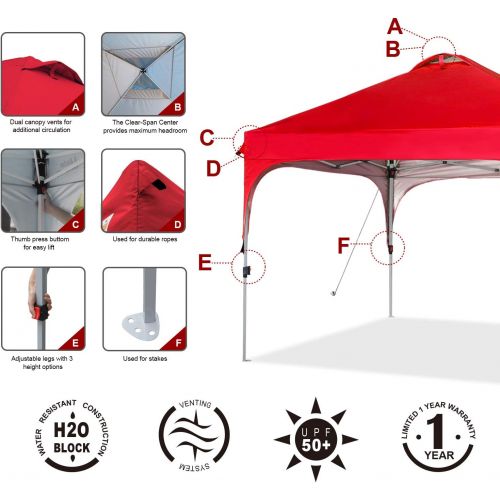  ABCCANOPY Outdoor Pop up Canopy Tent 8x8 Camping Sun Shelter-Series, Red