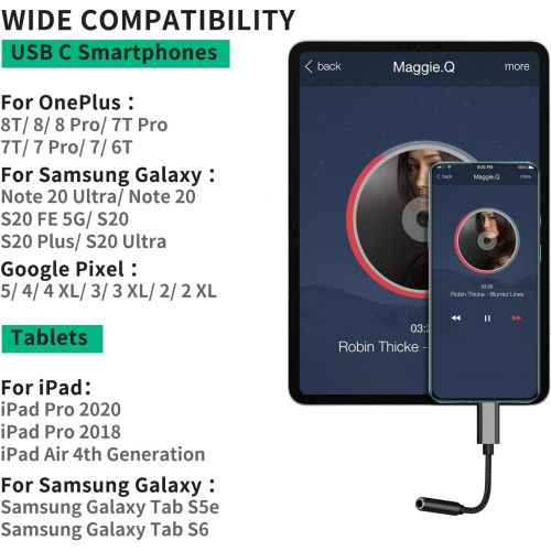  [아마존베스트]USB C Kopfhoerer Adapter Aux, iMangoo USB C auf 3.5mm Klinke Adapter Jack Audio fuer Samsung S20 FE, Typ C Aux Adapter zu Kopfhoerer Audio fuer OnePlus Nord 8T 8 8Pro 7T Galaxy S20 Ult
