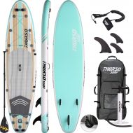 THURSO SURF Waterwalker All-Around Inflatable Stand Up Paddle Board SUP 10/106/11 Two Layer Deluxe Package Includes Carbon Shaft Paddle/2+1 Quick Lock Fins/Leash/Pump/Roller Backpa
