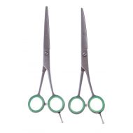 ShearsDirect Straight and Curved, Serated Blade, Professional Shear, 6.5-Inch, Set of 2
