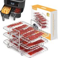 AIEVE Air Fryer Rack for Ninja Dual Air Fryer, 304 Stainless Steel Multi-Layer Dehydrator Rack Toast Rack Air Fryer Accessories Compatible with Ninja DZ201 Air Fryer Ninja Foodi Ai