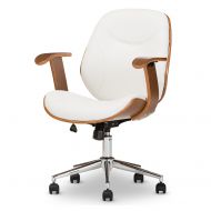 Baxton Studio Biset Modern & Contemporary Office Chair, Walnut/White