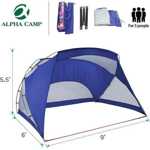  ALPHA CAMP XL Sun Shade Shelter Beach Tent for 3-4 Person, 9x6 FT Portable Compact Sport Shelter Extra Large Outdoor Canopy, Navy Blue