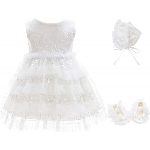  Glamulice Baby Girl Lace Christening Gown Baptism Dress Long Infant Toddler Christening Dress