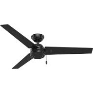 Hunter Cassius Indoor / Outdoor Ceiling Fan with Pull Chain Control, 52, Matte Black