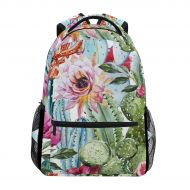U LIFE Backpack School Bags Laptop Casual Bag for Boys Girls Kids Men Women Cute Floral Flowers Tropical Cactus