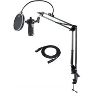 Audio-Technica AT2035 Microphone bundle with Knox Gear Pop Filter, Boom Arm and XLR Cable