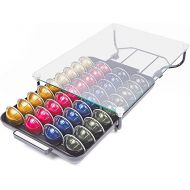 Nifty Solutions Glass Top Vertuoline Pod Capsule Drawer - Compatible with Nespresso Vetuo Pods, 40 Large or 52 Small Pod Capsule Holder