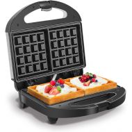 Waffle Maker, Aigostar Non Stick Waffle Irons, Compact 2 Slice Waffle Makers for Breakfast, Snacks, PFOA Free, ETL Certificated, Black/Silver