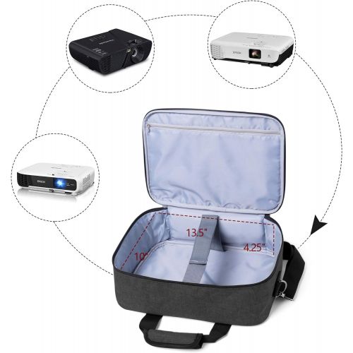  Luxja Projector Case, Projector Bag with Accessories Storage Pockets (Compatible with Most Major Projectors), Medium(13.75 x 10.5 x 4.5 Inches), Black