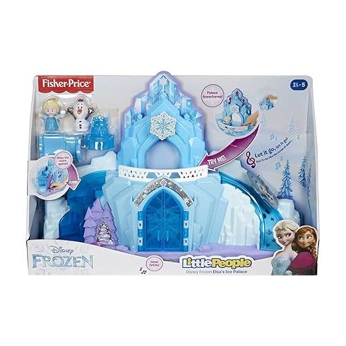 피셔프라이스 Disney Frozen Toys, Little People Playset with Lights and Music, Elsa and Olaf Figures, Elsa’s Ice Palace, Toddler and Preschool Toys