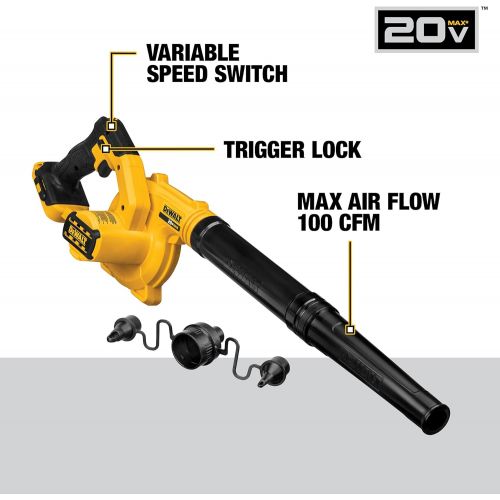  DEWALT 20V MAX Blower for Jobsite Kit, Compact (DCE100M1)