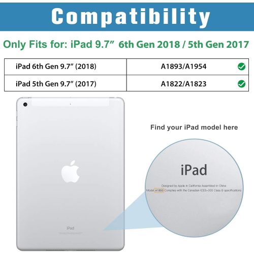  [아마존베스트]ProCase iPad 9.7 Case (Old Model) 2018 iPad 6th Generation / 2017 iPad 5th Generation Case - Ultra Slim Lightweight Stand Case with Translucent Frosted Back Smart Cover for iPad 9.