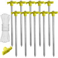 ABCCANOPY Tent Stakes 8 Camping Tent Stakes, 10pc-Pack (Yellow)