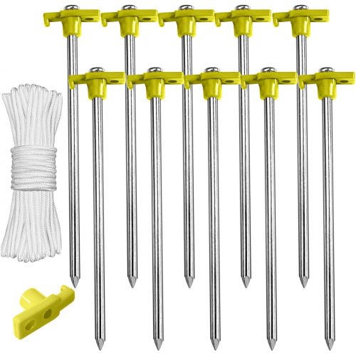  ABCCANOPY Tent Stakes 8 Camping Tent Stakes, 10pc-Pack (Yellow)