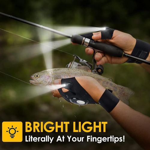  PARIGO LED Flashlight Gloves Gifts for Men, Fathers Day Gifts for Dad Birthday Gift Idea for Husband Him, Handsfree Lights for Fishing Camping Hiking Repairing, Cool Unique Tool Gadget fo