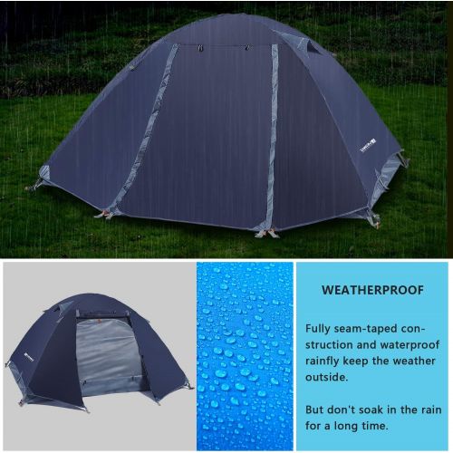  Weanas Professional Backpacking Tent 2 3 4 Person 3 Season Weatherproof Double Layer Large Space Aluminum Rod for Outdoor Family Camping Hunting Hikin