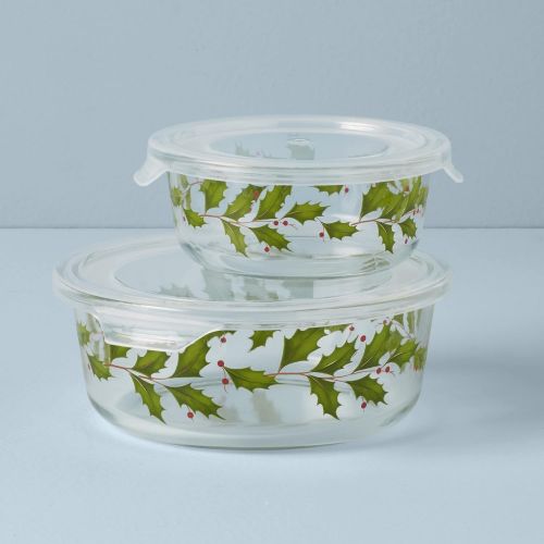 레녹스 Lenox Holiday Glass Storage Bowls, Set of 2