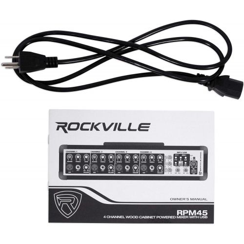 [아마존베스트]Rockville RPM45 2400w Powered 4 Channel Mixer/Amplifier w USB/EQ/Effects/Phantom