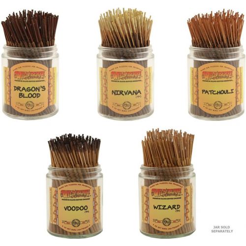  인센스스틱 Wildberry Short Incense Sticks - Set of 5 Fragrances - Dragons Blood, Nirvana, Patchouli, Voodoo, Wizard (Pack of 100 Each, Total 500 Sticks)
