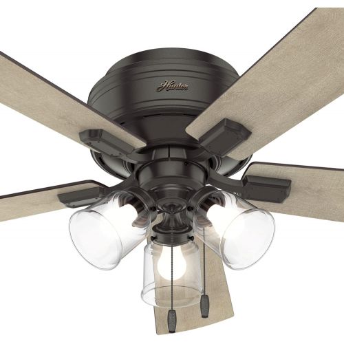  [아마존베스트]HUNTER 54208 Crestfield Indoor Low Profile Ceiling Fan with LED Light and Pull Chain Control, 52, Noble Bronze