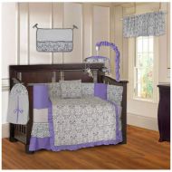 BabyFad Damask Purple 10 Piece Baby Crib Bedding Set