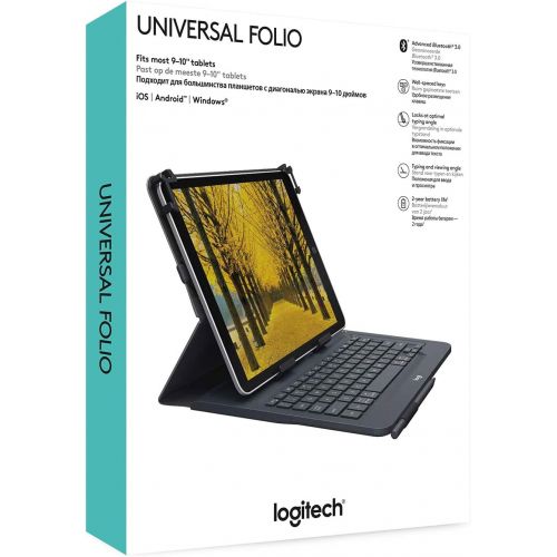 로지텍 [아마존베스트]Logitech Universal Folio with Integrated Bluetooth 3.0 Keyboard for 9-10 Apple, Android, Windows Tablets - Compatible with Models Listed