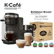 Keurig K-Cafe Single Serve Latte and Cappuccino Coffee Maker, and Espresso Roast K-Cup Pod Variety Pack, 24 Count