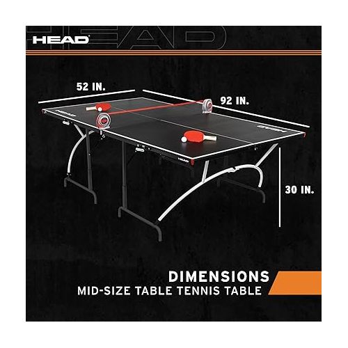 헤드 HEAD Easy Setup Ping Pong Table with Electronic Scorer - Junior Folding Table Tennis Table for Easy Storage - Game Room Table Includes 2 Paddles and Balls