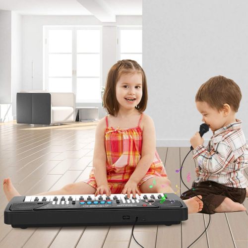  [아마존베스트]M SANMERSEN Kids Keyboard Piano 37 Keys Piano for Kids Electronic Piano Keyboard with Microphone Learning Music Keyboard Piano for Girls Boys Beginners Age 3-8 Years Old