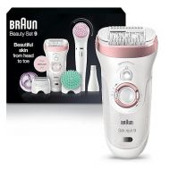 Braun Epilator Silk-epil 9 9-985, Facial Hair Removal for Women, Hair Removal Device, Shaver, Cordless, Rechargeable, Wet & Dry, Facial Cleansing Brush