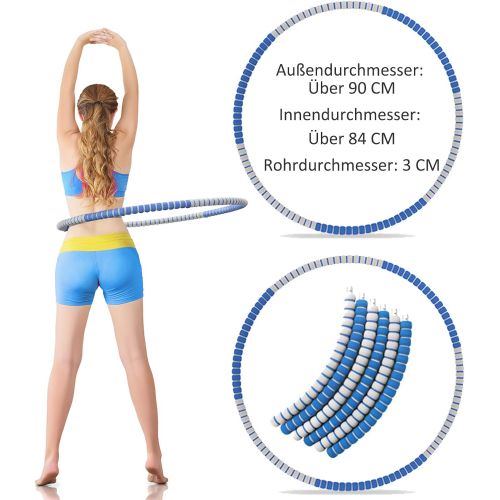  [아마존베스트]TBoonor Hula Hoop for Adults, Removable Hoola Hoop from 1 to 3.2 kg, for Pain-Sensitive Individuals and Professionals, Hula Hoop Tyre for Slimming, Fitness, Massage (Blue)
