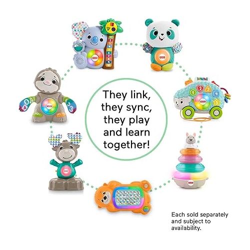 피셔프라이스 Fisher-Price Linkimals Baby & Toddler Toy Play Together Panda Plush with Interactive Music & Lights for Ages 9+ Months