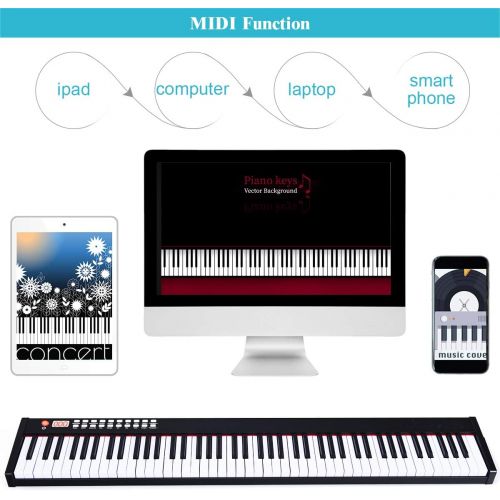  [아마존베스트]Costzon BX-II 88-Key Portable Touch Sensitive Digital Piano, Upgraded Electric Keyboard with MIDI/USB Keyboard, Bluetooth, Dynamics Adjustment, Sustain Pedal, Power Supply, and Bla