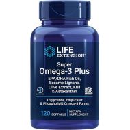 Life Extension Super Omega-3 Plus EPA/DHA Fish Oil, Sesame Lignans, Olive Extract, Krill & Astaxanthin - Heart, Brain & Joint Health Support - Gluten-Free, Non-GMO - 120 Softgels