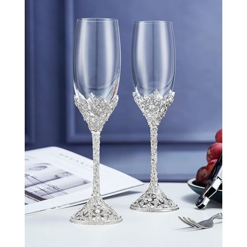  Wedding Champagne Flutes & Toasting Champagne Glasses Set of 2