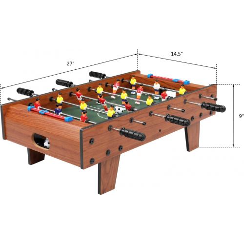  PEXMOR 27-Inch Tabletop Foosball Table with 2 Balls, 2 Manual Scorers, Mini Sized Wooden Soccer Game Table for Indoor, Outdoor