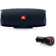 JBL Charge 4 Portable Waterproof Wireless Bluetooth Speaker Bundle with Anker 2-Port Car Charger - Red