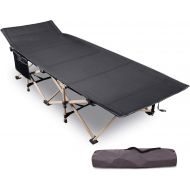 REDCAMP Folding Camping Cots for Adults Heavy Duty, 28 Extra Wide Sturdy Portable Sleeping Cot for Camp Office Use, Black