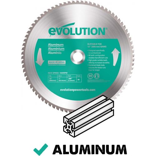  Evolution Power Tools 12BLADEAL Aluminum Cutting Saw Blade, 12-Inch x 80-Tooth, Green