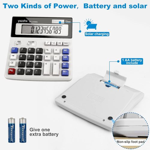  Yxzzhx Desk Calculator, Two Way Power Battery and Solar Calculators Desktop, Big Buttons Easy to Press Used as Office Calculators for Desk, 12 Digit Calculators Large Display Clearly