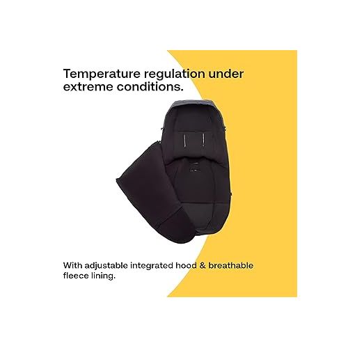  Bugaboo Performance Winter Footmuff - Stroller Accessory Weatherproof Climate Control Removable and Reflective - Midnight Black