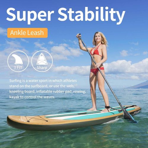  Frotox Inflatable Stand Up Paddle Board, 11×33×6(6 Thick) ISUP Non-Slip Deck,Bottom Fin for Paddling, Surf Control with Premium SUP Accessories & Backpack for Youth Adults Beginner
