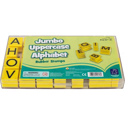  [아마존베스트]Educational Insights Jumbo Alphabet Rubber Stamps-Uppercase 1, Set of 26 Jumbo Letters and 4 Punctuation Marks: Perfect for Homeschool & Classroom, Ages 4+