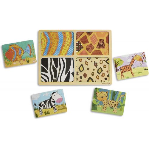  Melissa & Doug Natural Play Wooden Puzzle: Animal Patterns (Four 4-Piece Animal Puzzles)