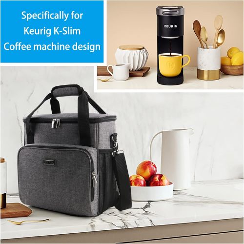  BAGLHER ?Portable Storage Bag, Suitable for Keurig K-Slim Coffee Machines and Other Accessories, Waterproof Travel Carrying Case, Dustproof Tote Bag with Shoulder Strap.Grey