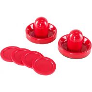 Super Z Outlet Light Weight Air Hockey Red Replacement Pucks & Slider Pusher Goalies for Game Tables, Equipment, Accessories (2 Striker, 4 Puck Pack)