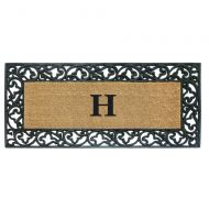 Nedia Home Acanthus Border with Rubber/Coir Doormat, 24 by 57-Inch, Monogrammed H